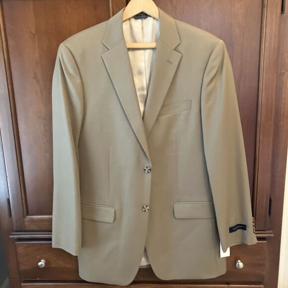 NWT Tommy Hilfiger 40L 100% Wool Blazer Suit Jacket RN 47338 Palmer Tan $325